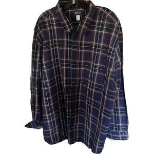 The Children’s Place Men’s Matching Family Plaid Poplin Button Down Shirt XXL